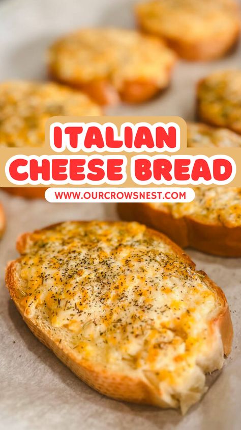 Make this super easy Italian cheese bread recipe spread in 5 minutes, using only 5-ingredients! #sidedishes #cheesebread #cheesybread Seasoned Bread, Italian Bread Toppings, Sliced Italian Bread Recipes, Easy Cheese Bread Recipes, Cheese Loaf Bread, Things To Make With Italian Bread, Recipes Using Italian Bread, What To Do With Italian Bread, Easy Cheesy Bread