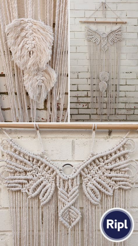 Macrame Eagle Tutorial, Macrame Bird, Macrame Wall Hangings, Feather Wall Hanging, Macrame Christmas, Macrame Supplies, Bird In Flight, Macrame Wall Hanging Diy, Macrame Wall Hanging Patterns