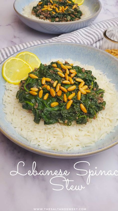 Lebanese Spinach, Spinach Lentil Soup, Spinach Stew, Spinach Fettuccine, Air Fryer Recipes Chicken Breast, Sweet Kitchen, Middle Eastern Dishes, Lamb Stew, Fresh Spinach