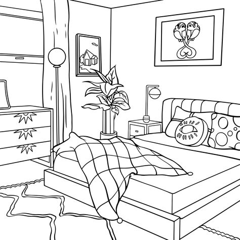 Interior Architecture Drawing, Love Coloring Pages, Adult Coloring Designs, Detailed Coloring Pages, Embroidery Template, Easy Coloring Pages, Cartoon Coloring Pages, Cool Coloring Pages, Cartoon Background