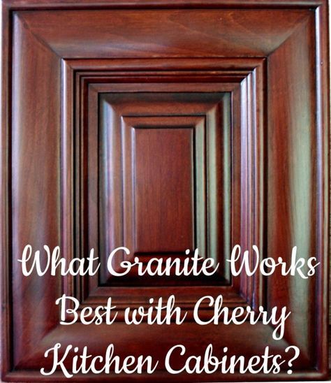 Best Granite Countertops for Cherry Cabinets | The Decorologist Backsplash Ideas For Cherry Cabinets, Cherry Wood Kitchen Cabinets White Countertops, Cherry Wood Cabinets With White Granite, Cherry Kitchen Cabinets With Granite, Kitchen Backsplash Ideas With Cherry Cabinets, Cherry Wood Dining Room Decor, Cherry Kitchen Cabinets Farmhouse, Kitchen Backsplash With Cherry Cabinets, Updating Cherry Cabinets Kitchen