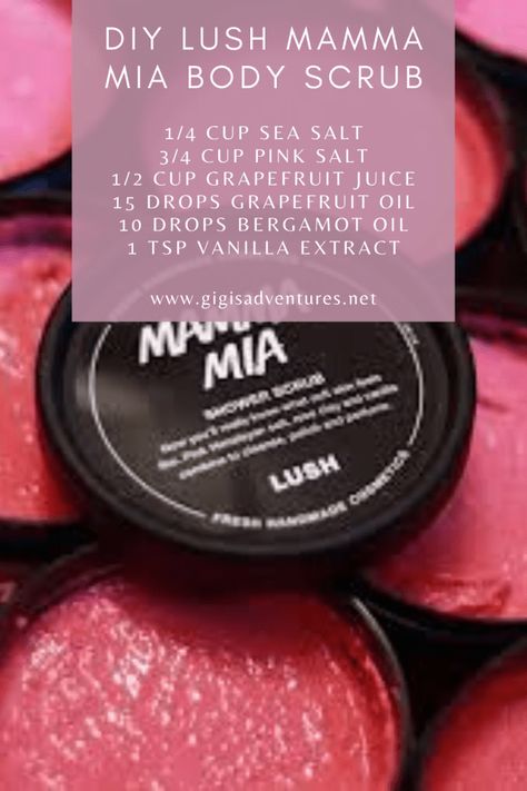 DIY Lush Mamma Mia Body Scrub Copycat | Lush Mamma Mia Copycat Copycat Lush Recipes, Lush Diy Copycat, Diy Lush Scrubee, Lush Karma Recipe Diy, Lush Soap Recipes, Diy Lush Products, Lush Copycat Recipes, Lush Inspired Diy, Lush Diy