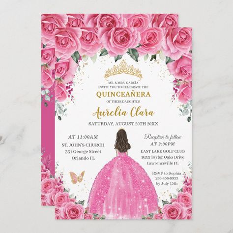 Yellow Princess Dress, Gold Princess Crown, Quinceanera Red, Invitations Quinceanera, Silver Invitation, 16th Birthday Invitations, Invitation Elegant, Sixteenth Birthday, Red And White Roses