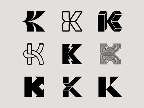 Letter K exploration by Milos Bojkovic on Dribbble Two Letter Logo, Letter K Design, Tile Logo, Lightning Logo, K Logos, Logo Design Inspiration Creative, Graphic Design Brochure, Letter K, Typography Letters