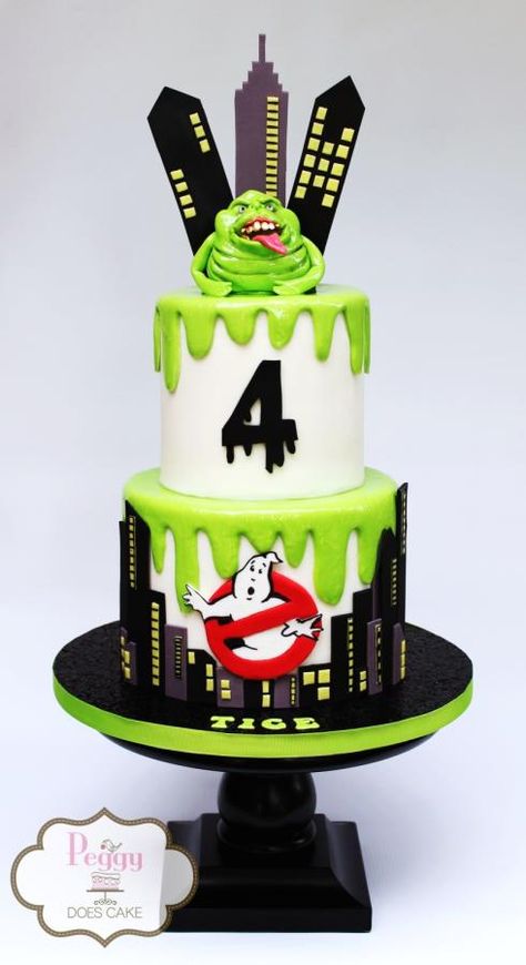 Slimer Cake, Haloween Cakes, Ghostbusters Cake, Ghost Busters Birthday Party, Ghostbusters Birthday, Ghostbusters Birthday Party, Ghostbusters Party, Savory Cakes, Childrens Birthday Cakes