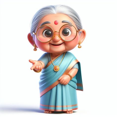 Indian Grandma Illustration, Grand Mother Cartoon, Mother Cartoon, Indian Illustration, Hair Indian, Cute Drawing, Indian Woman, Indian Snacks, Indian Outfit