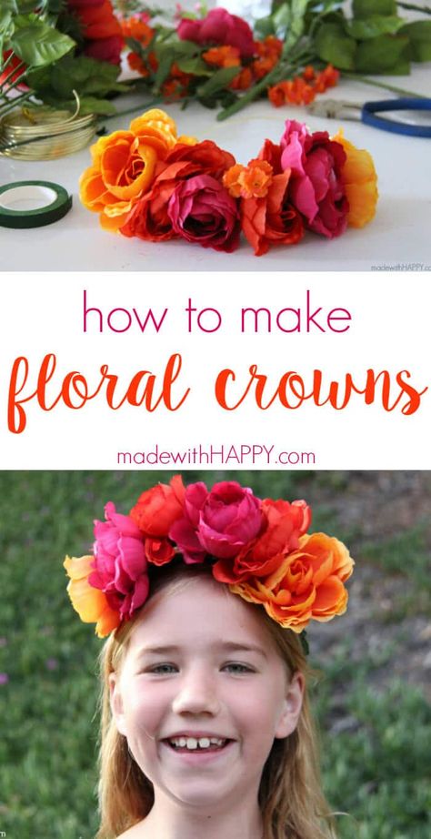 Simple Flower Crown, Diy Floral Crown, Free Jewelry Making Projects, Flower Headband Diy, May Crafts, Diy Flower Crown, Mexican Flowers, Quick And Easy Crafts, Diy Crown