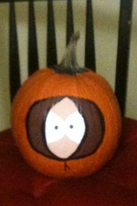 It's Kenny!!! Pumkin Paintings Idea Spooky, Zach Bryan Pumpkin Painting, Disney Halloween Pumpkins Painted, Kenny Pumpkin, South Park Pumpkin, Pumkin Paintings Idea Cute, Cute Painted Pumpkin Ideas, Pumpkins Ideas, Hello Kitty Pumpkin