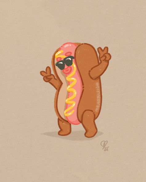 Stay cool, hot dogs ✌🏻 It’s the end of National Hot Dog Month! What’s been the highlight of your summer so far? 🌭☀️🏖️ #smallartist #smallbusiness #cuteart #summerart #characterart Cute Hot Dog Drawing, Hot Dog Art, Hot Dog Illustration, Hot Dog Drawing, Identity Issues, Dog Drawing Simple, Hallway Paint, Cute Dog Drawing, Answer This Question