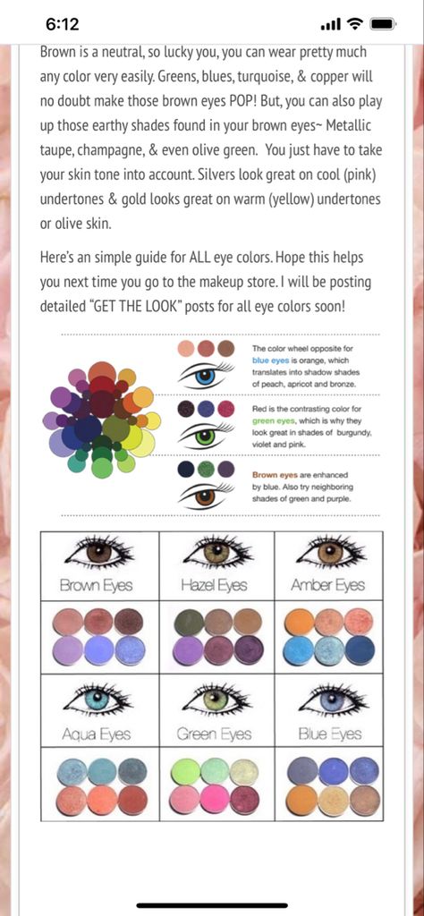 Eye Color Makeup Chart, Color Wheel Makeup, Eye Makeup Theory, Eye Color Eyeshadow Chart, Color Wheel Makeup How To Use, Colour Wheel For Eye Makeup, Makeup Colour Wheel, Color Wheel Brown Eyes, Makeup Colour Theory