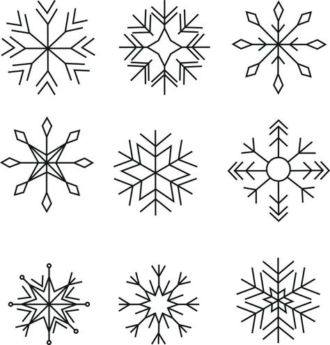 Simple Snowflake Template Free Printable, Paper Snowflake Designs, Snowflake Silhouette, Snowflake Art, Snowflakes Drawing, Neurographic Art, Winter Drawings, Snowflakes Art, Cake Templates