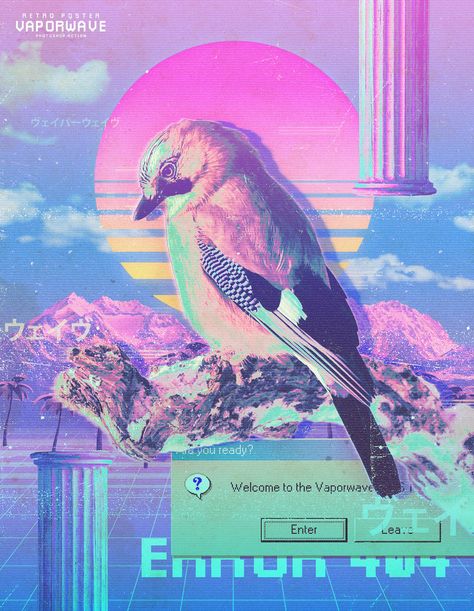 Vaporwave - Retro Poster Photoshop Action Tropical Vaporwave, Vaporwave Graphic Design, Vaporwave Collage, Retro Wave Aesthetic, 80s Vaporwave Aesthetic, Y2k Aesthetic Art, Vaporwave Poster, Vaporwave Design, Retro Vaporwave