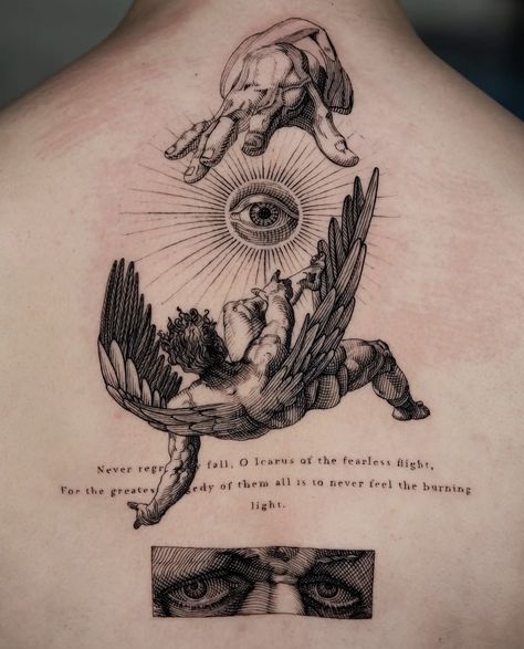 Icarus Tattoo, Dragon Tattoo Ideas, 16 Tattoo, Traditional Tattoo Inspiration, Sigil Tattoo, Tattoo Themes, Sharpie Tattoos, Sick Tattoo, Clever Tattoos