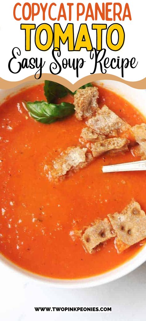 Panera Copycat Tomato Soup, Panera Tomato Soup Recipe Copycat, Panera Tomato Soup, Panera Tomato Soup Recipe, Copycat Panera, Tomato Soup Homemade, Tomato Soup Recipe, Copycat Starbucks Recipes, Copycat Restaurant Recipes