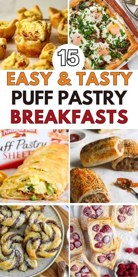 Easy Puff Pastry Recipes for Breakfast Puff Pastry Breakfast Recipes Bacon Egg, Pastry Dough Appetizers, Easy Puff Pastry Recipes, Puff Pastry Appetizers Easy, Puff Pastry Dinner, Breakfast Puff Pastry, Recipes Using Puff Pastry, Puff Pastry Recipes Appetizers, Breakfast Pastry Recipes