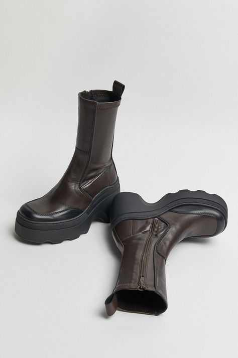 Miista Boots, The Seventies, Hype Shoes, Shoe Inspo, Girly Shoes, Leather Cap, Brown Ankle Boots, Winter 2022, Modern Industrial