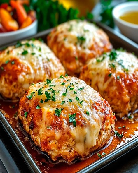 Garlic Parmesan Chicken Meatloaves | Easy Recipe Quick Healthy Dinner Low Carb, Recipes By Victoria, Garlic Parmesan Meatloaves, Minced Chicken Recipes Dinners, Garlic Parmesan Chicken Meatballs, Garlic Parm Chicken Meatloaves, Garlic Parmesan Meatloaf, Garlic Parm Chicken Meatloaf, Chicken Parm Meatloaf