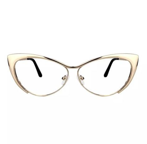 Women Gold Metal Spring Hinge Cat Eye Optical Frames Reading Eyeglasses Fashionable Eyeglasses, Cute Glasses Frames, Glasses Frames For Women, Gold Eyeglasses, Prescription Glasses Frames, Eye Prescription, Stylish Eyeglasses, Square Eyeglasses, Cute Glasses