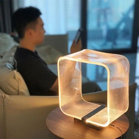 Modern Decorative Square Table Lamp Square Table Lamp, Small Desk Lamp, Cube Table, Metal Lamp Shade, Geometric Lighting, Nordic Art, Decorative Table Lamps, Square Rings, Led Table Lamp