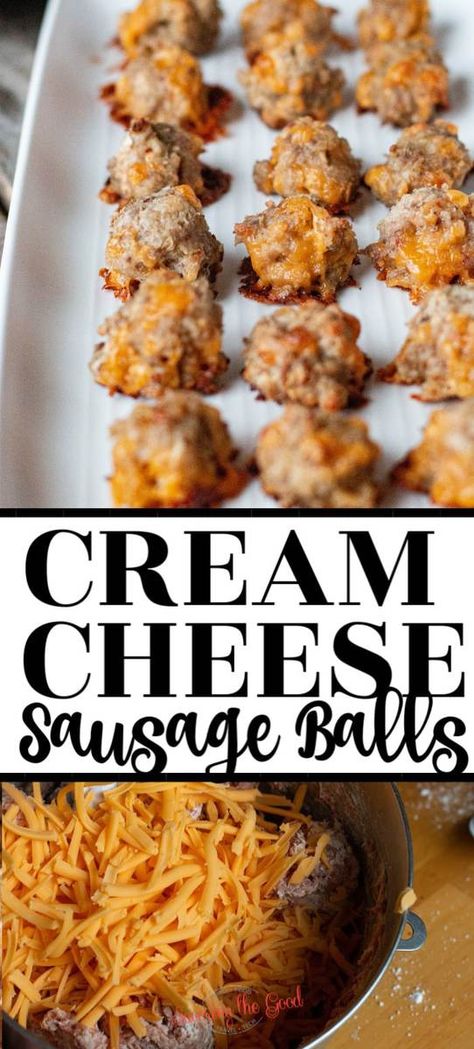 This recipe for cream cheese sausage balls are a tender and delicious appetizer, perfect for holiday parties or game day snacking. My husband prefers this recipe over my bisquick sausage balls. I want to know what you think! Easy Sausage Balls, Bisquick Sausage Balls, Easy Sausage Balls Recipes, Recipe For Cream Cheese, Bisquick Sausage, Sausage And Cream Cheese, Cream Cheese Bites, Cheese Sausage Balls, Sausage Balls Bisquick