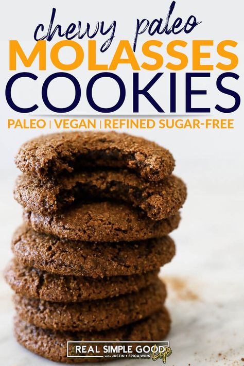 Paleo Molasses Recipes, Sugar Free Molasses Cookies, Healthy Molasses Cookies, Paleo Molasses Cookies, Gluten Free Molasses Cookies, Paleo Ginger Molasses Cookies, Gfdf Recipes, Vegan Ginger Molasses Cookies, Paleo Baking Powder