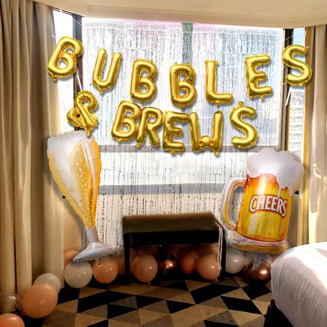 PRICES MAY VARY. Our Bubbles And Brews Backdrop will bring dreamy and beautiful embellishment to your party. Through simple assembly, and hanging the photo to complete a most gorgeous background wall. Our Beers Engagement Couples Shower Bachelorette Decoration will bring unparalleled joy and the most beautiful moments to your family and friends. What you will receive: 1 x Bubbles & Brews letter balloon,1 x cup balloon, 1 x beer balloon, 1 x sliver curtain. If you receive any product not please y Stock The Bar Engagement Party Ideas, Jack And Jill Bachelor Party Ideas, Bubbles And Brews Before The I Dos, Couple Shower Decorations, Stock The Bar Party Ideas Decorations, Stock The Bar Party Decorations, Bubbles And Brews Couples Shower Ideas, Bubbles And Brews Engagement Party, Bachelor And Bachelorette Party Combined