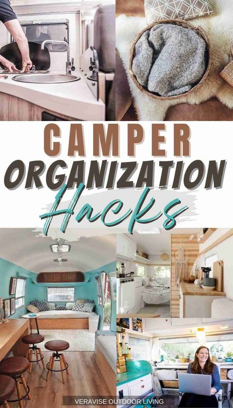 Camper Organization Hacks that are sure to make your adventures much more enjoyable • Invest in organizational bins • Regular Decluttering • Right storage solutions for your camper Rv Dishes Storage Ideas, Camper Necessities, Camper Trailer Organization, Camping Packing Hacks, Camper Storage Ideas Travel Trailers, Shoe Storage Hacks, Rv Storage Solutions, Caravan Storage, Clever Storage Ideas