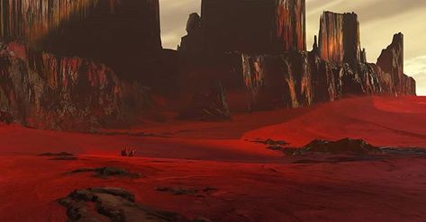 More from the Dune Series. The bedrock protecting Arrakeen. The city was built within tall bedrocks thwarting any onslaught from giant worms. . . . . #art #artist #artistsharing #artistoninstagram #environment #environmentdesign #conceptart #dune #beautifullandscape #scifiart #landscape #arrakis #bedrock #canyon #spice #instaart #instagood #keyframe #illustration #illustrator #conceptartist Keyframe Illustration, Dune Series, Alien Landscape, Red Desert, Dune Art, Red Sand, Game Of Thrones Art, Desert Art, Alien Worlds