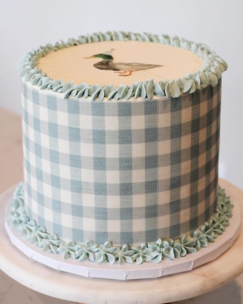 NASHVILLE TN CAKES - Steph Gomez | Duck party cake in gingham 🦆 | Instagram Gingham Cake, Duck Party, Duck Cake, Red Checkered, Blue Checkered, Boy Birthday Party, Party Cake, Blue Gingham, 8th Birthday