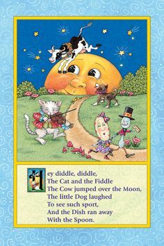 Hey Diddle, Diddle " A Classic Mother Goose Nursery Rhyme Mother Goose Nursery Rhymes, Traditional Nursery Rhymes, Nursery Rhymes Poems, Old Nursery Rhymes, Mother Goose Nursery, Goose Nursery, Mary Englebreit, Childrens Poems, Nursery Songs