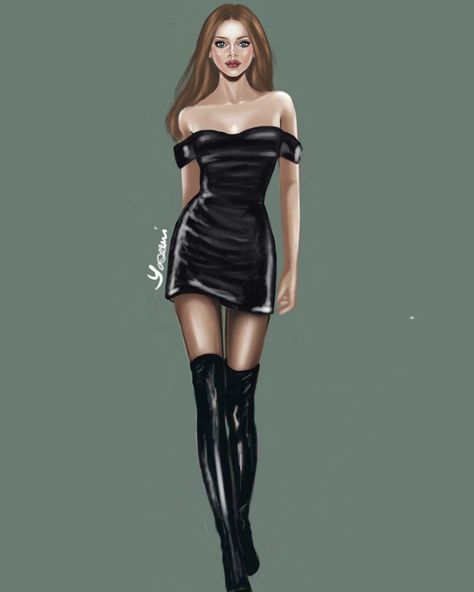 Leather Dress Fashion, Bride Fashion Illustration, Leather Dress Outfit, Fashion Illustration Tutorial, Fashion Figure Drawing, Fashion Illustrations Techniques, Dress Illustration, Dress Design Drawing, Short Dress Styles