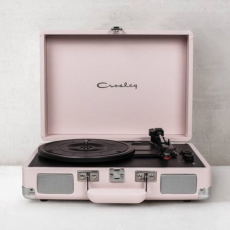 Amazon.com: Crosley CR8005E-BH Cruiser Deluxe Vintage 3-Speed Bluetooth Suitcase Vinyl Record Player Turntable, Blush : Electronics Record Player Decor, Pink Record Player, Crosley Record Player, Crosley Cruiser, Suitcase Record Player, Record Turntable, Turntable Record Player, Audio Store, Vintage Record Player