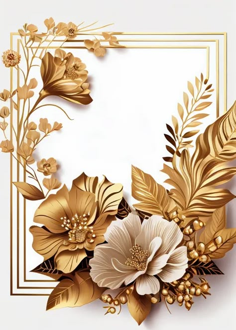 Frame Border Design Aesthetic, Image Flower, Gold Wedding Flowers, Frames Design Graphic, Wedding Flyers, Dove Pictures, Flower Picture Frames, Beautiful Flower Drawings, Iphone Wallpaper Stills