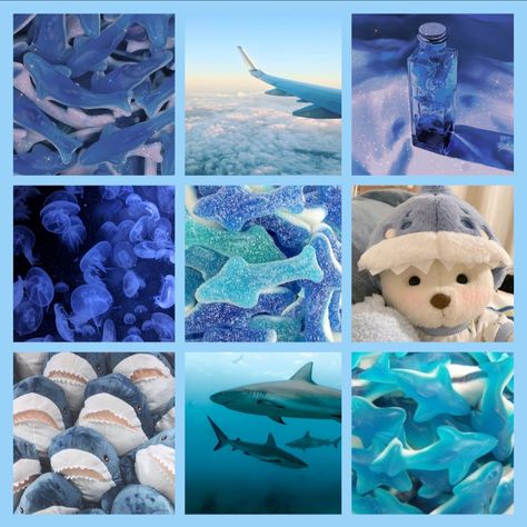 Shark Moodboard, Ocean Mood Board, Sea Moodboard, Ocean Moodboard, F2u Moodboards, Blue Moodboard, Adopt Idea, Mood Board Inspiration, Printable Scrapbook Paper