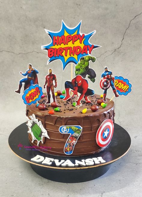 #saundhibakery #eggless #chocolatetruffle #avengers #avengerthemecake #birthdaycake #kidsbirthdaycake #Amanora #punebaker #nocakepremix #cakefromscratch #cake Avenger Theme Cake, Cartoon Theme Cake, Avengers Cake Design, Avengers Themed Cakes, Avengers Cake, Avengers Theme, B Day Cake, Avengers Birthday, Cartoon Theme