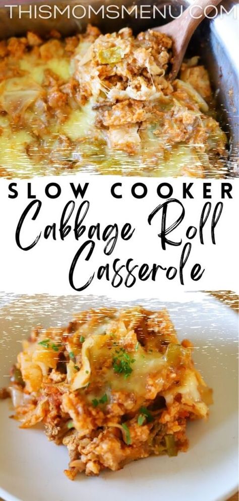 Crockpot Cabbage Roll Casserole With Rice, Slow Cooker Cabbage, Slow Cooker Cabbage Rolls, Crockpot Foods, Cabbage Casserole Recipes, Cabbage Roll Casserole, Crock Pot Cabbage, Slow Cooker Casserole, Beef Cabbage