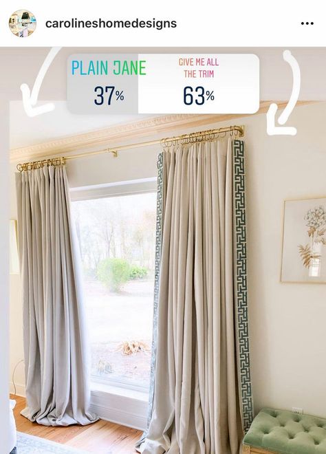 HOW TO MAKE AMAZON CURTAINS LOOK LIKE CUSTOM WINDOW TREATMENTS. Curtains With Trim Living Room, Drapes With Trim, Window Treatments Diy, Amazon Curtains, Affordable Curtains, Window Treatments Ideas, Make Curtains, Curtain Trim, Smell Nice