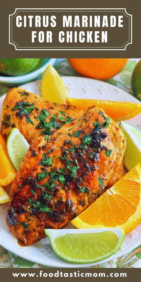 Simple ingredients combine to make the best citrus marinade for chicken, plus a secret ingredient for extra juicy boneless chicken breasts. via @foodtasticmom Citrus Marinade For Chicken, Citrus Chicken Marinade, Marinade For Chicken, Citrus Marinade, Best Chicken Marinade, Grilled Chicken Marinade, Mom Recipes, Quick Chicken Recipes, Chicken Marinade