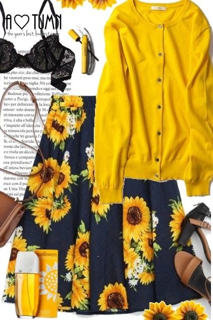 Autumn Sunflowers from beleev  - trendme.net Autumn Sunflowers, Floral Skirt, Sunflower, Skirt