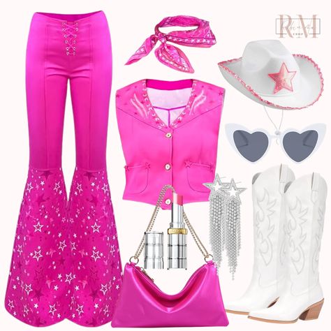 Cowgirl Barbie costume for Halloween that's giving you 80s vibes 💗🤠 This outfit is exclusively from Amazon 😉 Click the link to shop! Country Barbie Costume, Cowgirl Barbie Outfit, Barbie Movie Cowgirl, Diy Western Barbie Costume, Barbie Movie 2023 Cowgirl, Western Barbie Halloween Costume, Pink Cowgirl Outfit, Cowgirl Barbie, Outfit 80s