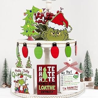 Cyber Monday Deals 2023 | Amazon.com Snowflake Blocks, Christmas Tree Signs, Christmas Tiered Tray Decor, Grinch Decorations, Grinch Christmas Party, Whoville Christmas, Christmas Lights Garland, Tray Decor Christmas, Christmas Tiered Tray