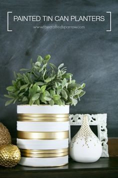 Tin Can Planters, Can Planters, Painted Tin Cans, Pot Decor, Pots Diy, Recycled Tin Cans, Diy Flores, نباتات منزلية, Fleurs Diy