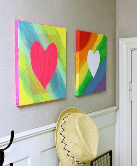 Easy Canvas Art Heart Paintings, Kids Canvas Art, Easy Canvas, Easy Canvas Art, Kids Canvas, Easy Canvas Painting, Hur Man Målar, Paint Art, Art Party