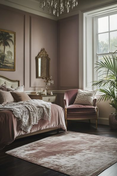 19 Stunning Boudoir Bedroom Ideas that Add Luxury to Your Space Romantic Master Suite Ideas, Mauve Room Ideas, Moody Mauve Bedroom, Moody Pink Bedroom, Decadent Bedroom, Girly Adult Bedroom, Feminine Bedroom Romantic, Tan Sofa Living Room, Sultry Bedroom