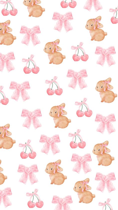 Pink Bow Background, Coquette Wallpaper Iphone Aesthetic, Cute Bunny Wallpaper, Bows Pink, Cute Wallpapers For Ipad, Bow Wallpaper, Cute Laptop Wallpaper, Bunny Wallpaper, Wallpaper Doodle