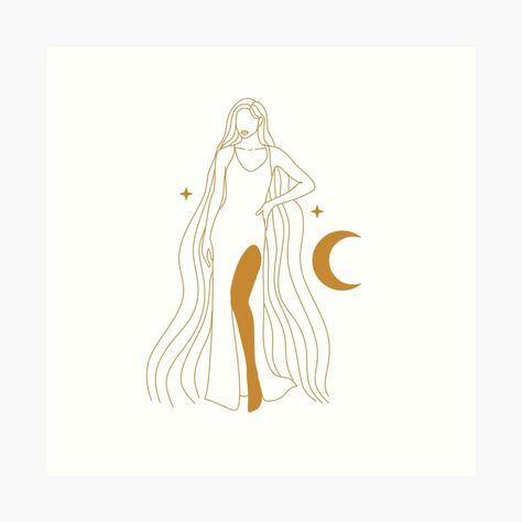 Goddess Line art. Feminine energy. Mother Nature. Moon Boho by OneLinePrint | Redbubble Goddess Line Art, Goddess Logo, Energy Logo, Couples Wall Art, Minimal Logo Design, Logo Ideas, Feminine Energy, Shop Logo, Custom Portraits