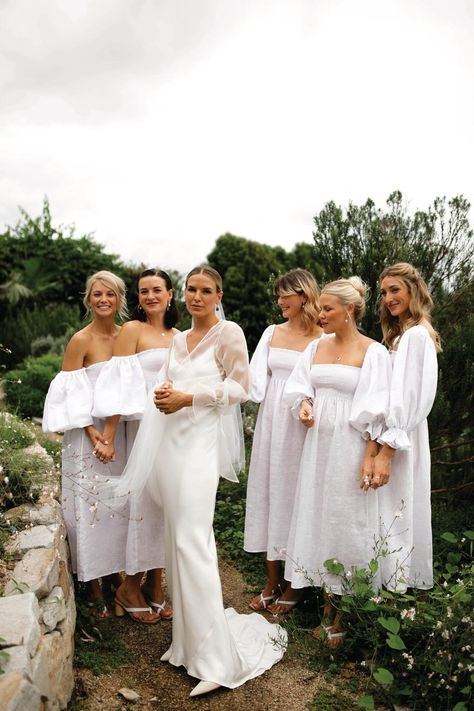 Inside Fashion Designer Olive Cooke’s Garden Wedding - Vogue Australia Olive Cooke, Bridesmaids In White, Megan Kelly, Wedding Vogue, Vogue Bride, Photos For Wedding, Byron Bay Weddings, Summer Garden Wedding, Bridesmaid Inspiration