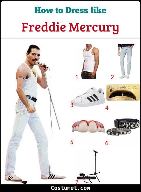 Freddie Mercury (I Want To Break Free, Live Aid) Costume for Cosplay & Halloween Freddie Mercury Live Aid Costume, Freddie Mercury Live Aid Outfit, Freddie Mercury Costume Woman, Freddie Mercury I Want To Break Free, Freddy Mercury Costumes, Freddie Mercury Halloween Costume, Iconic Outfits Celebrity, Freddie Mercury Halloween, Freddie Mercury Fashion