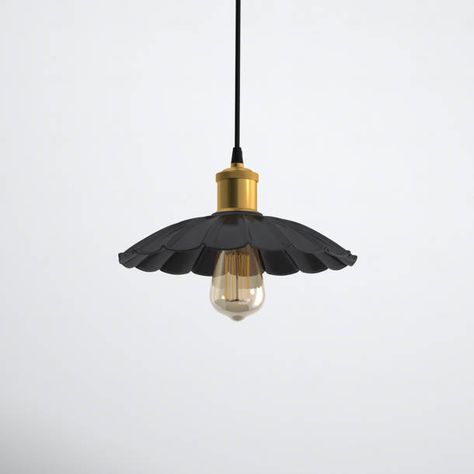 Joss & Main Miruna 1 - Light Black/Brass Dome Pendant & Reviews | Wayfair Brass Pendant Lights Kitchen, Brass Dome Pendant, Black Pendant Light Kitchen, Bedroom Pendant, Pendant Lighting Bedroom, Vintage Umbrella, Brass Pendant Light, Mini Pendant Lights, Filament Bulb