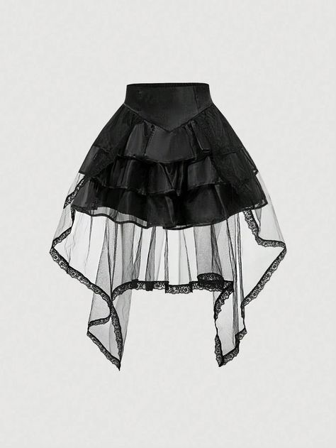 SHEIN MOD Summer Tulle Patchwork Hem Black Skirt With Lace Trim, Multi-Layered Cake Skirt,Women Winter Skirts,Tuxedo Skirt,Cute Summer Skirt,Western Wedding Skirt, Party Skirt,Bridgerton Skirt,Vintage Skirt, Old Money Style SkirtI discovered amazing products on SHEIN.com, come check them out! Tuxedo Skirt, Cute Summer Skirt, Tired Skirt, Goth Skirts, Winter Skirts, Skirt With Lace Trim, Purple Goth, Goth Skirt, Frilly Skirt